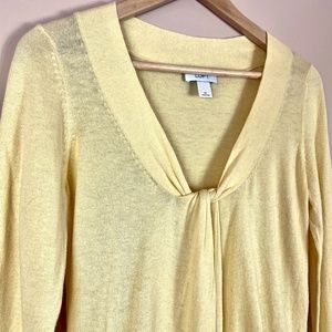 LOFT Lemon Yellow Twist Front Cotton Sweater sz M